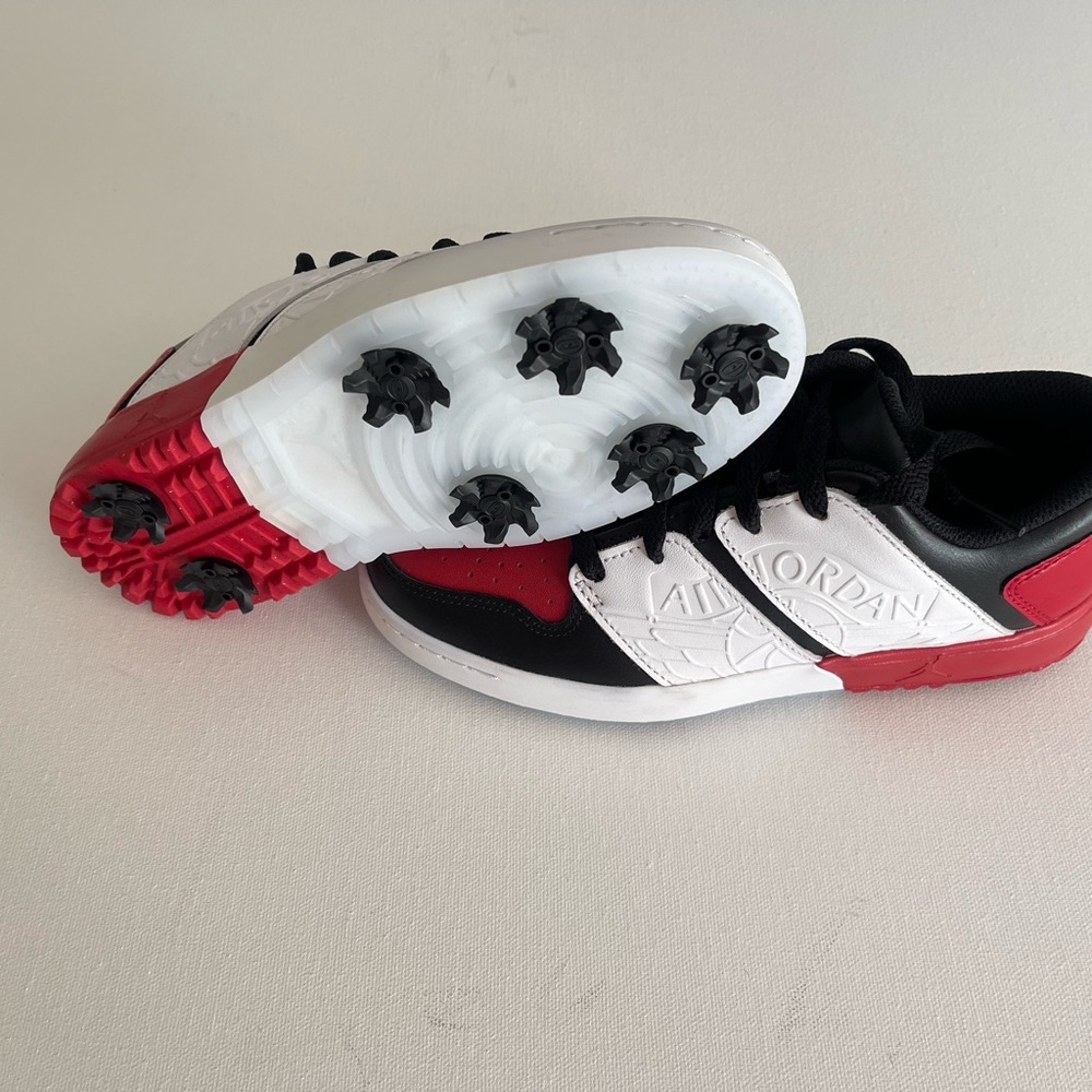 Nike Jordan Nu Retro 1 G Bred Black Red Chicago AJ Golf Shoes Men's 4 FZ4153 001